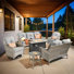 7 - Person Wicker Outdoor Conversation Set, Patio Sofa & Swivel Chair Set with Fire Pit and Cushions