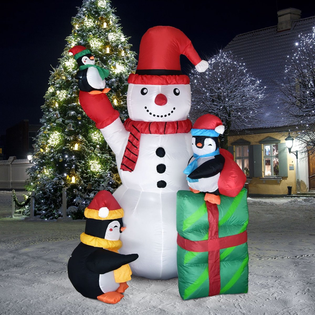 Northlight Set of 3 LED Lighted Penguins Building Snowman Outdoor