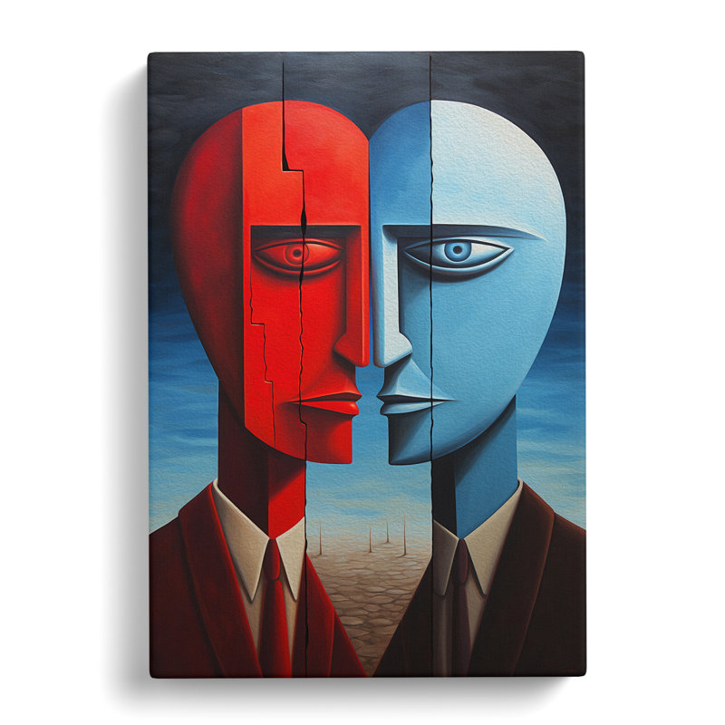 Two Men In Love Hard Edge - Wrapped Canvas, 60cm H x 40cm W x 3cm D