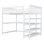Lit mezzanine avec tablettes de rangement et bureau sous le lit