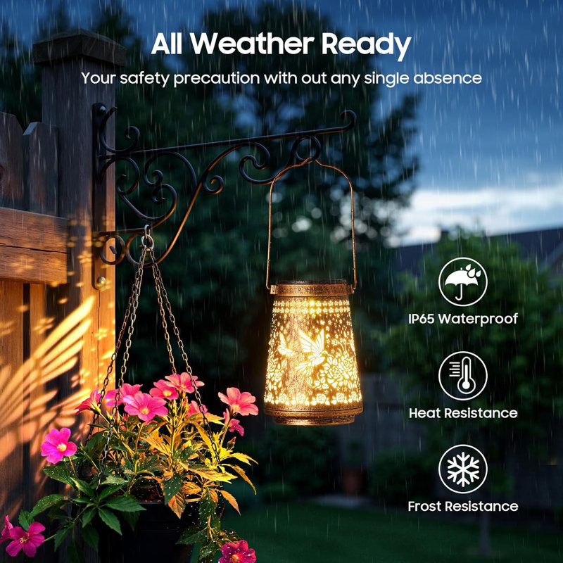 Solar Lanterns Outdoor Waterproof, Retro Metal Hummingbird Garden Decor Gifts For Women Mom Grandma, 2 Modes Hanging Solar Lights Decoration Outside For Yard, Patio, Backyard, Porch
