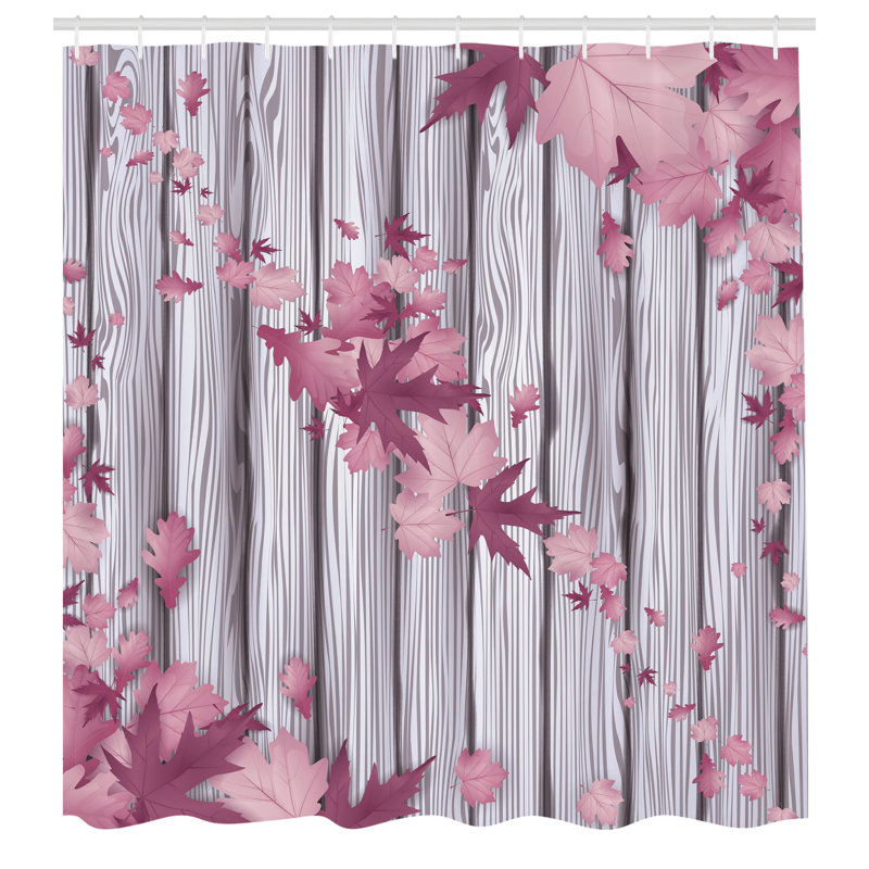 Autumn Shower Curtain Set + Hooks, 69"H x 84"W, Dried Rose