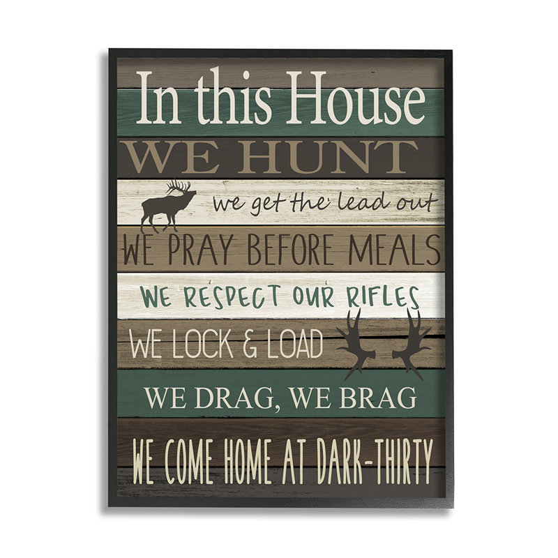 «Rustic Family House Rules Green Brown Tan» par Kim Allen - impression d'art graphique, H 20 po x l 16 po x 1,5 po