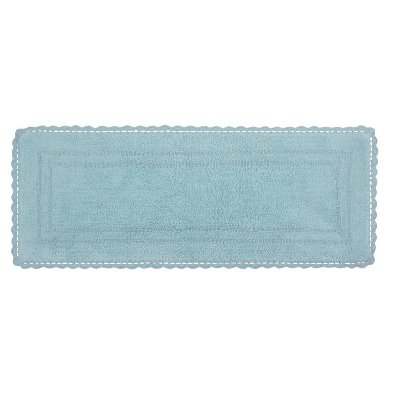 Tapis de bain réversible décontracté 100% coton Casual Elegance Bathmat, l 21 po x L 54 po, Aigue-marine