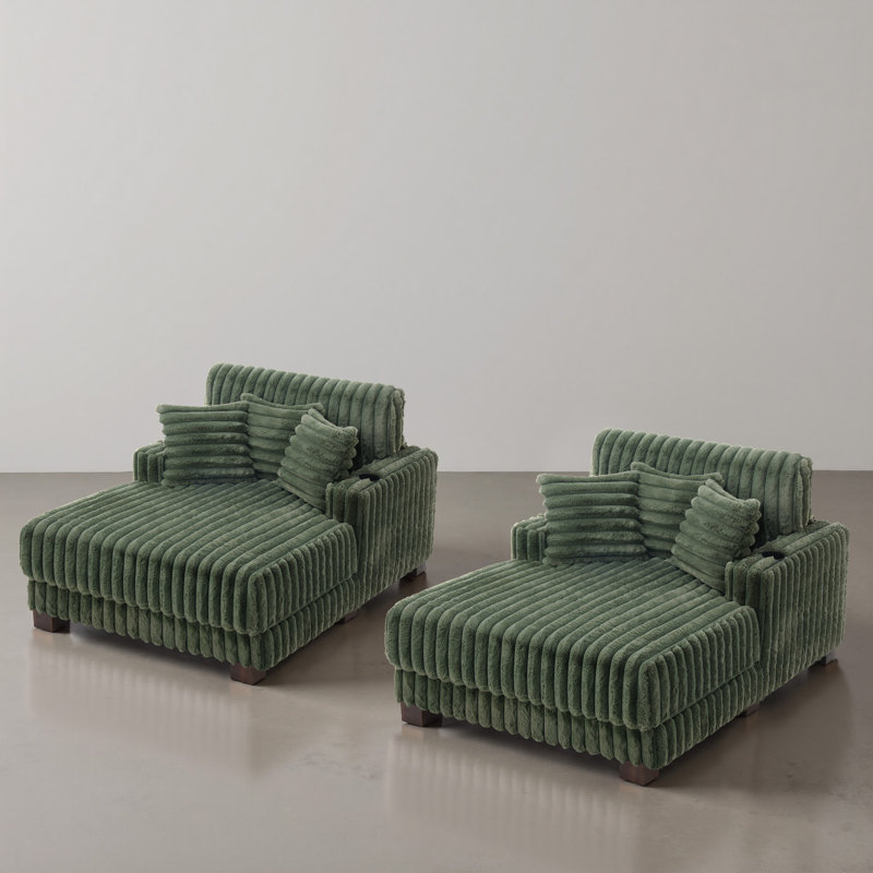 Upholstered Chaise Lounge, Green