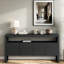 Console moderne à 4 portes avec tablette ouverte et grain de bois naturel-168395954