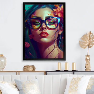 Jolie femme aux cheveux bleus III - Impression sur toile