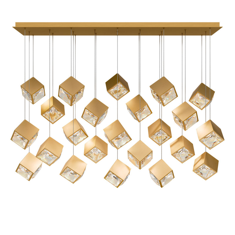 Ice Cube 23 - Light Linear Pendant, Aged Brass