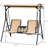 Patio Swing Chair For 2, Outdoor Canopy With Hidden Storage, Sun Blocking, Beige Canopy, Pivot Table, Cup Holder, Adjustable Shade, ,