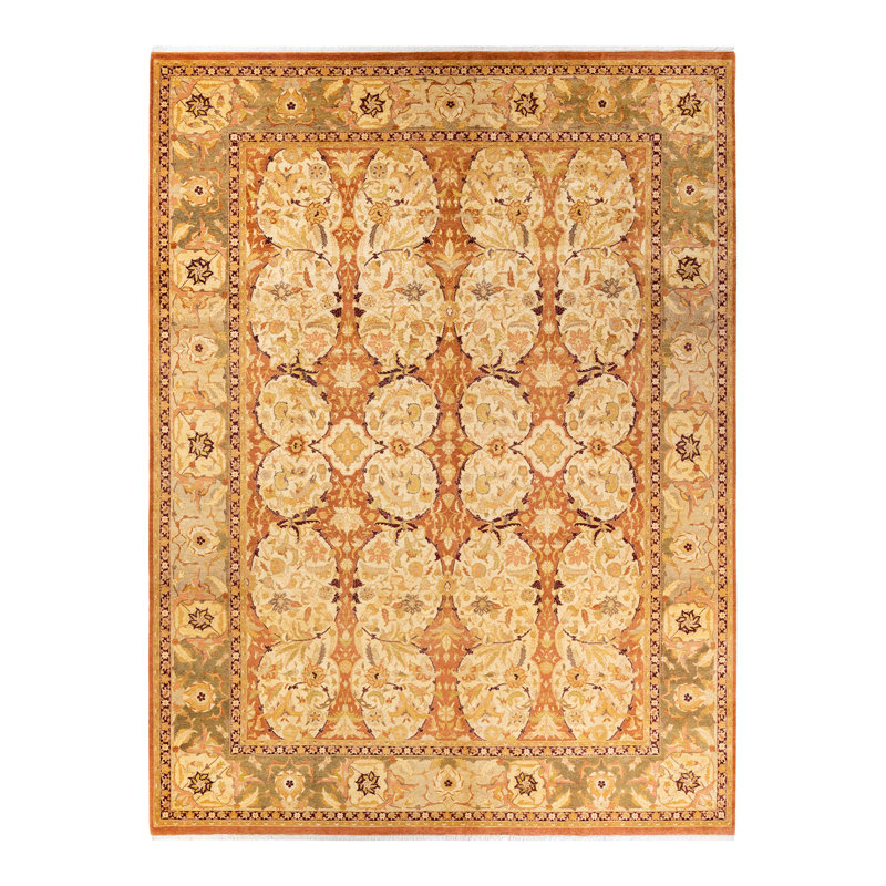 Tapis unique en bronze noué à la main de 9 pi 2 po x 12 pi 2 po Keenan