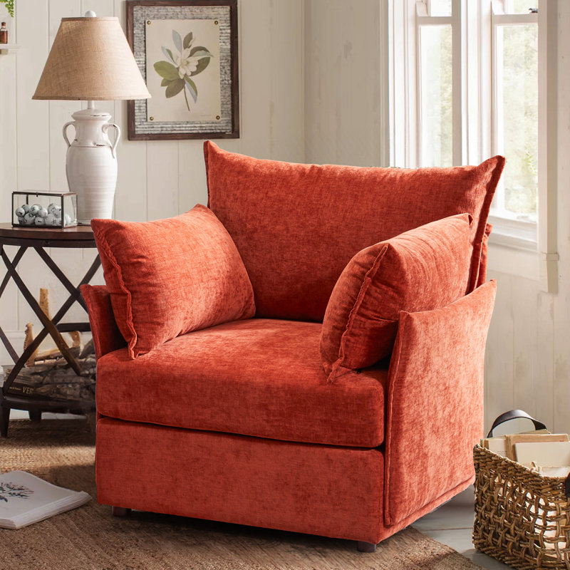 Fauteuil surdimensionné en chenille de qualité supérieure l 36 po avec coussin décoratif et coussins amovibles Merchelle, Non