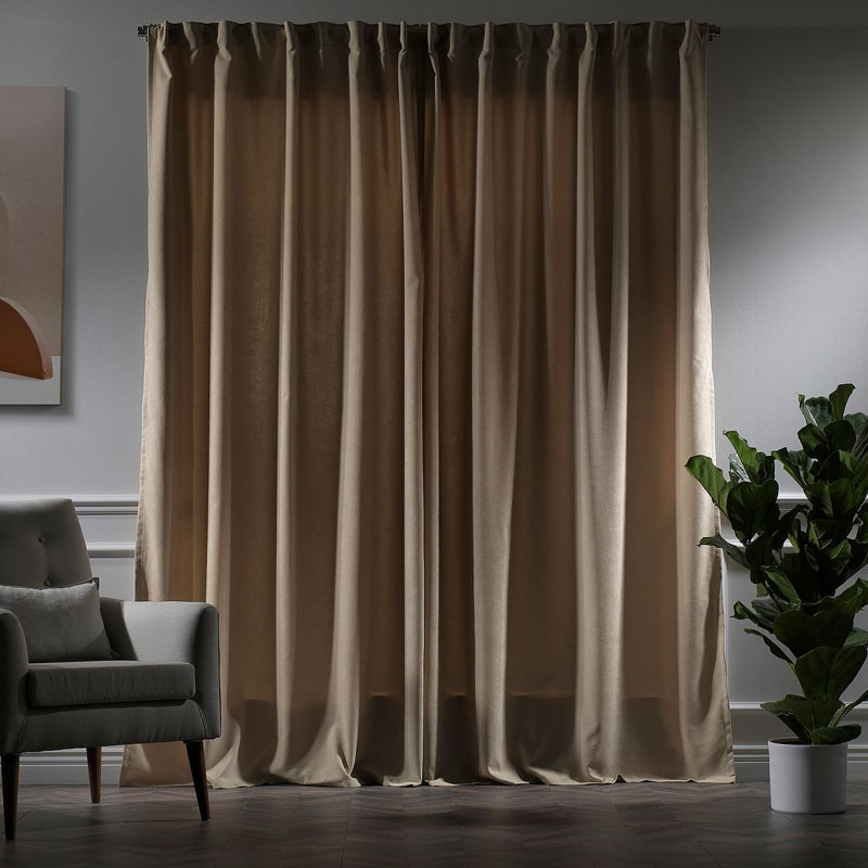 Lined Blackout Extra Long & Extra Wide Custom Made Decorative Single Panel, 52" W x 252" L, Beige