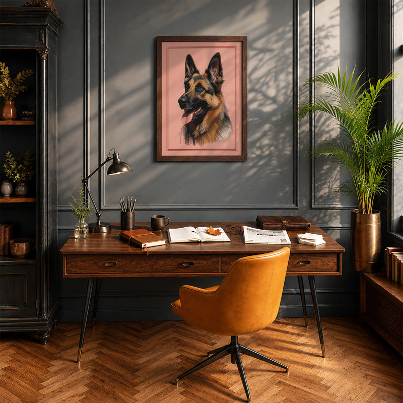 Friendly Shepherd Modern - Framed Print, Walnut, A4 - 29.7 x 21.0 cm