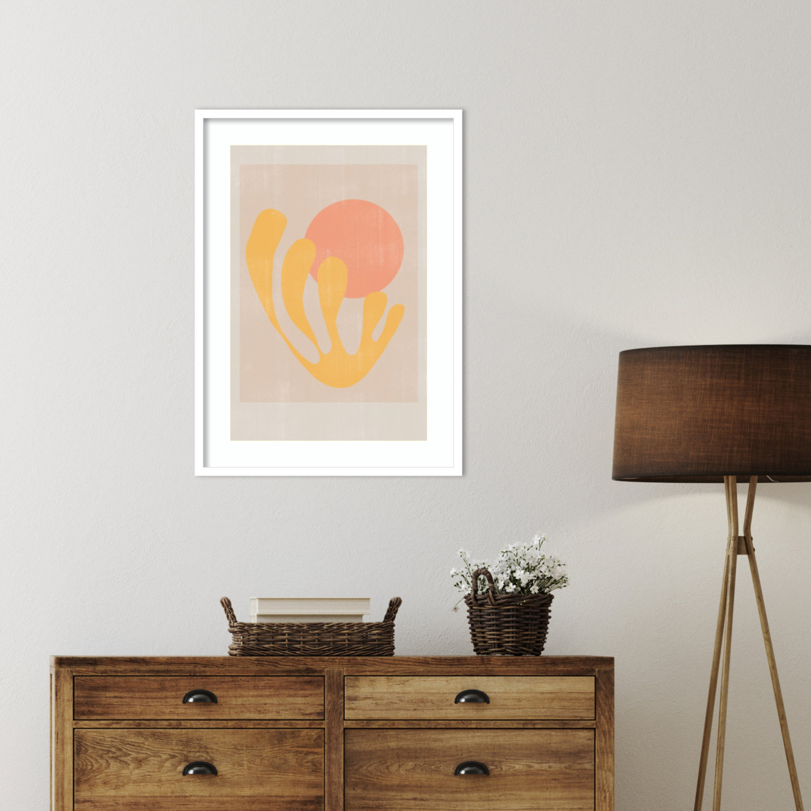 Giese "Modern Plant No. 2" Print, White, 33" H x 24" W