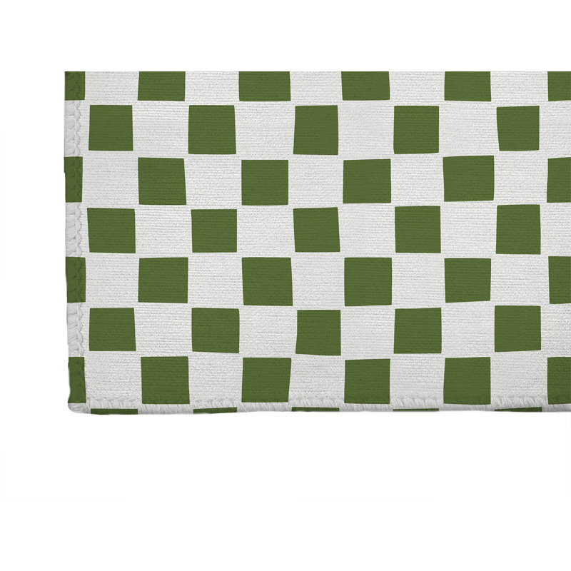 Tapis de bureau léger à carreaux, L 36 po x P 24 po, Vert olive
