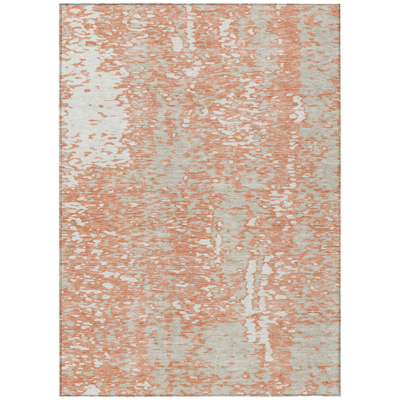 Tapis extérieur lavable abstrait corail et ivoire 8 pi x 10 pi