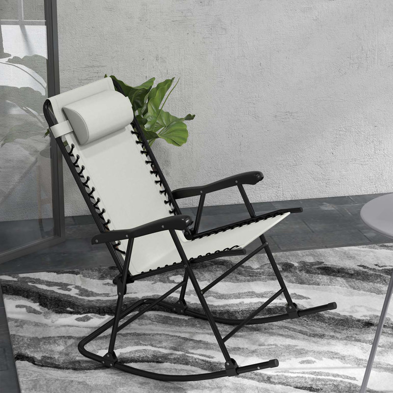 Ensemble de chaises berçantes d'extérieur 2 pièces, ensemble de chaise berçante pliante pour patio avec appui-tête pour cour, patio, terrasse, cour