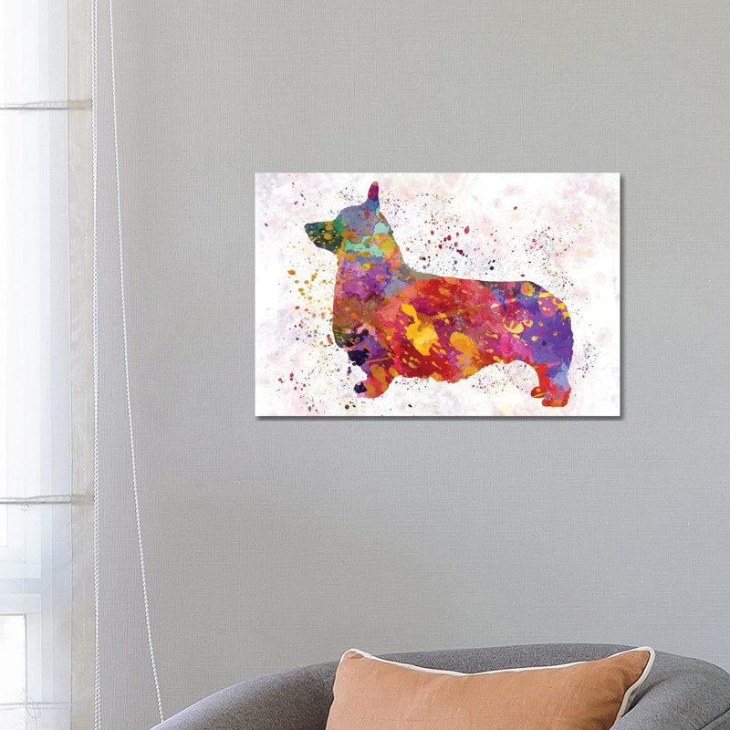 Pembroke Welsh Corgi In Watercolour by Paul Rommer - Wrapped Canvas Painting, 66.04 cm H x 45.72 cm W