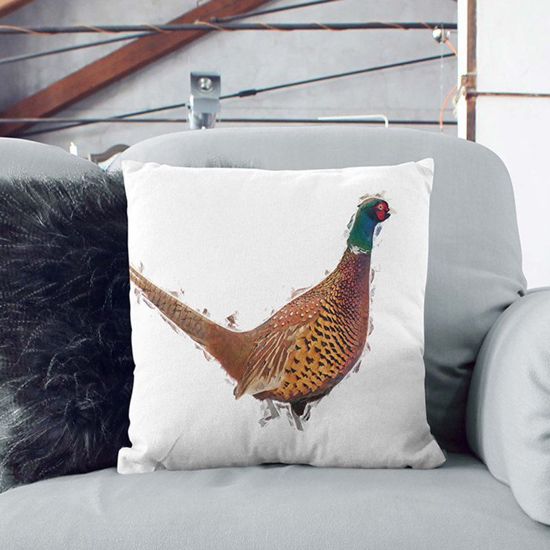 Pheasant Bird in Winter Cushion with Filling, Black, 55cm H x 55cm W x 20cm D