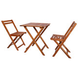 Coddie 3 Piece Folding Bistro Set Solid Wood Acacia