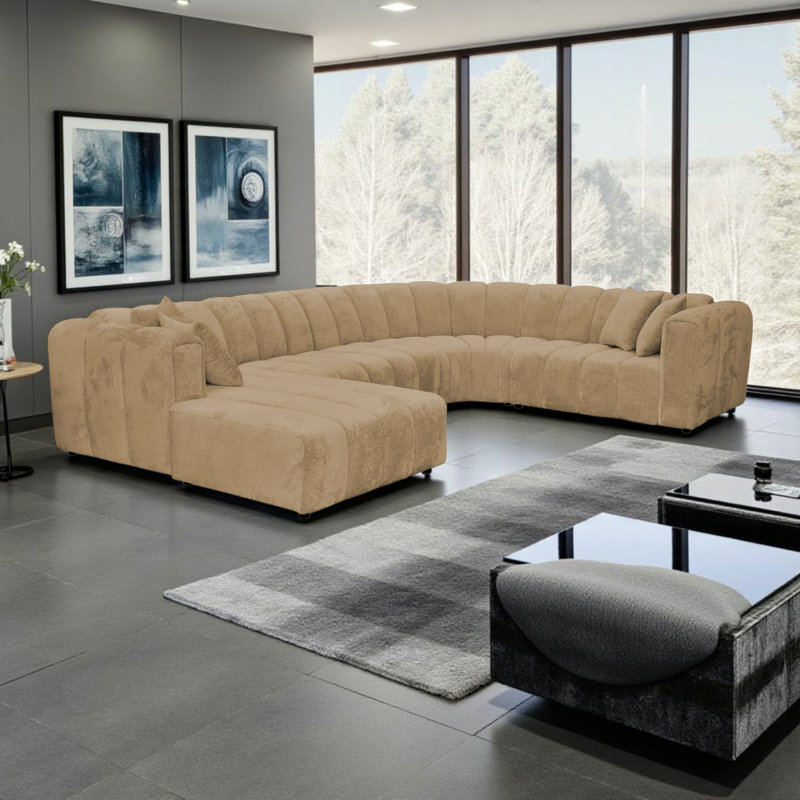 5 Seater Corner Sofa, Left Hand Facing, Dark Beige