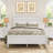 Mid-Century Modern Solid Wood Platform Bed with Cross-patterned Headboard-612561341-612561340