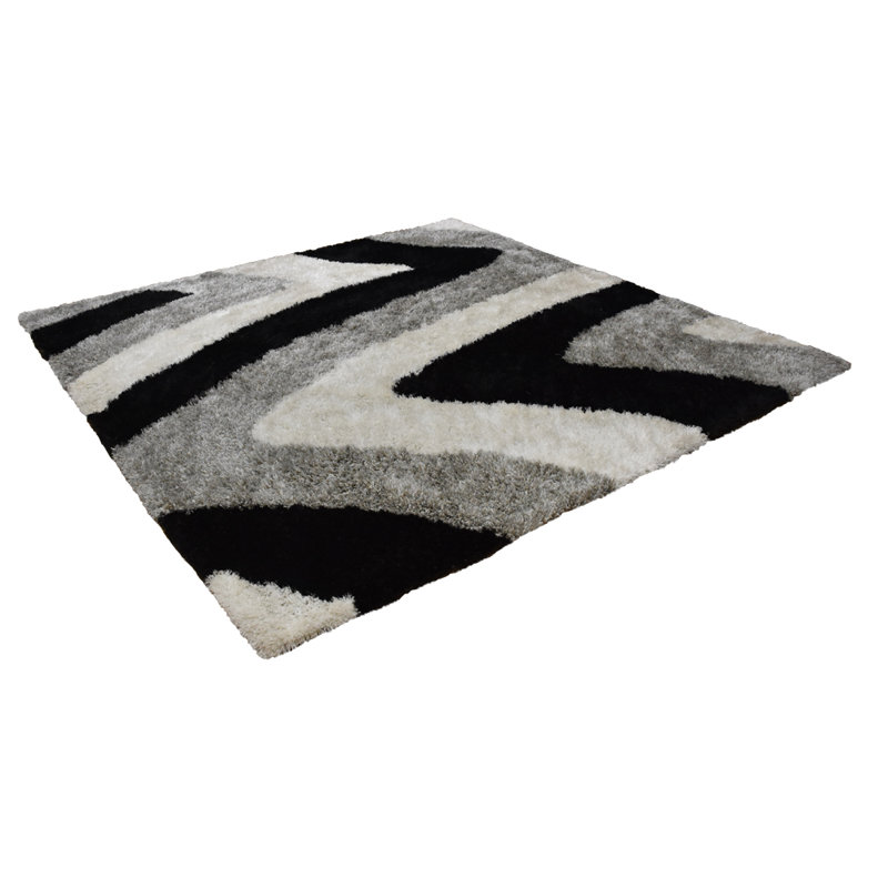 Rollins Hand Tufted Shag Polyester Eco-Friendly Area Rugs - Square, Multicolor, Contemporary Modern Design, High Pile Thick Handmade Anti Skid Area Rugs for Living Room, Bed Room