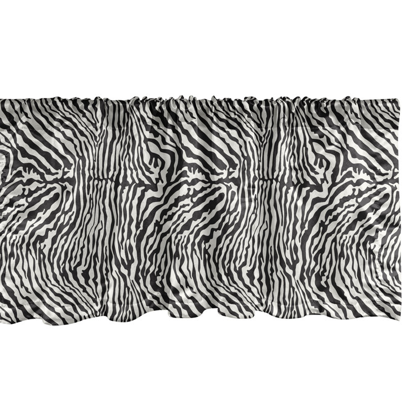 Ambesonne Zebra Print Valance Pack of 2 Art Stripy Skin Pattern Charcoal Grey and Off White