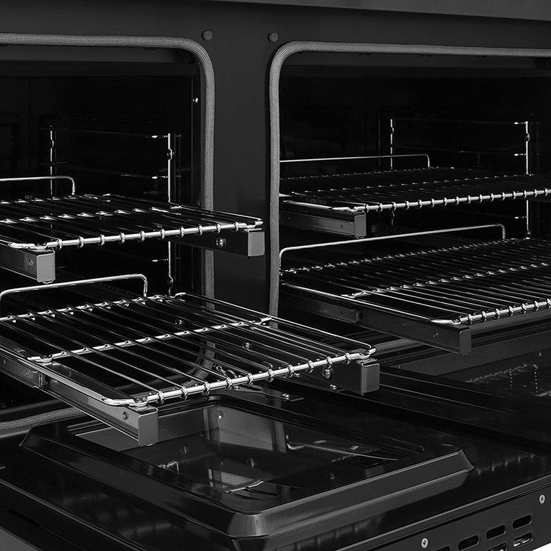 ZLINE Autograph 48 in. Paramount DuoPro Dual Fuel Range in Black Steel with Champagne Helix Handles, Champagne Bronze