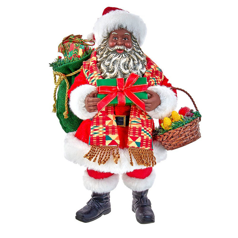 Kurt Adler Fabriche African American Santa, 12in