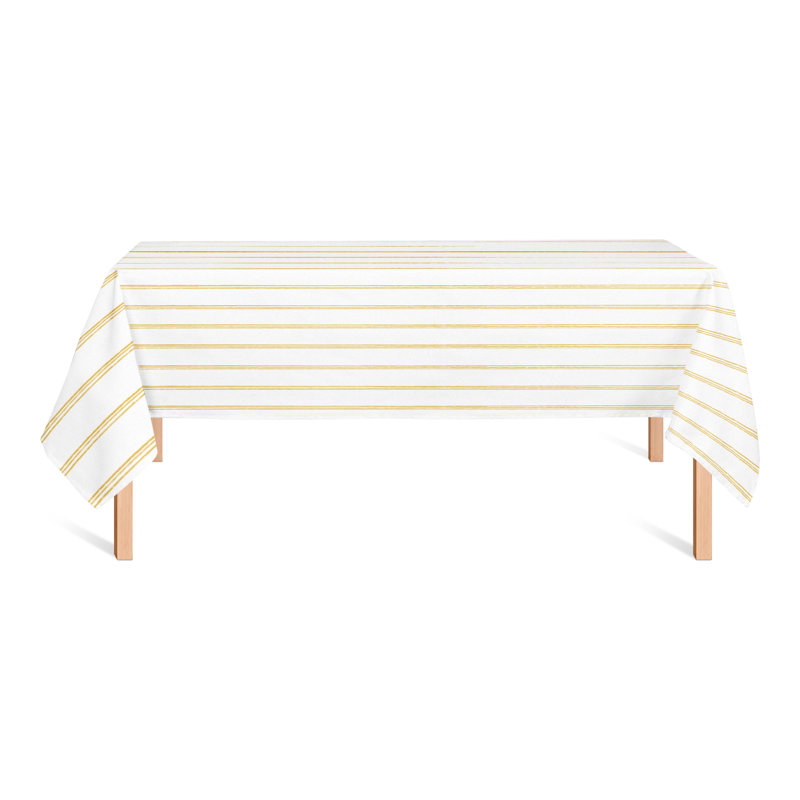 Striped Polyester Tablecloth, Yellow, 102" L x 58" W