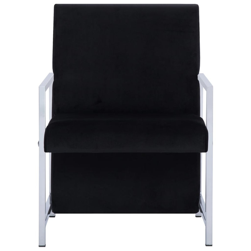 Armchair with Chrome Feet, Gray, Black Velvet