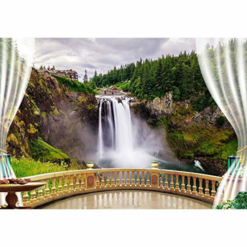 Murale vue naturelle de faux balcon, L 100 po x l 144 po