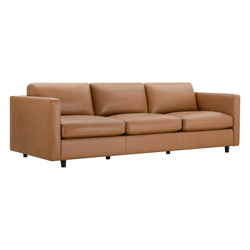 Canapé rembourré 100 po Fleetwood, Cuir véritable noyer cendré