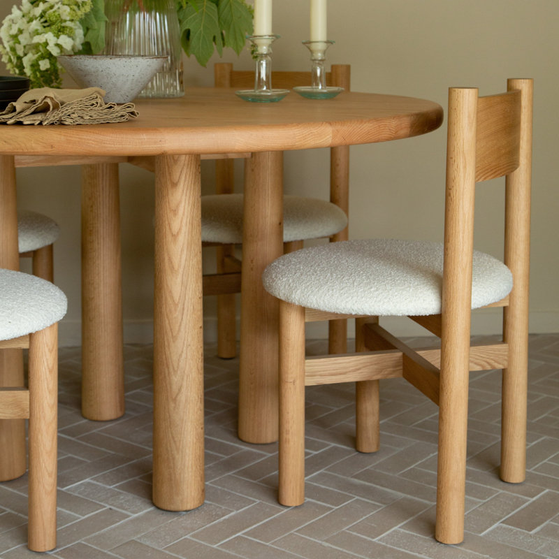 Round Topa Topa Dining Table, 30"H x 40"L x 40"W, White Oak