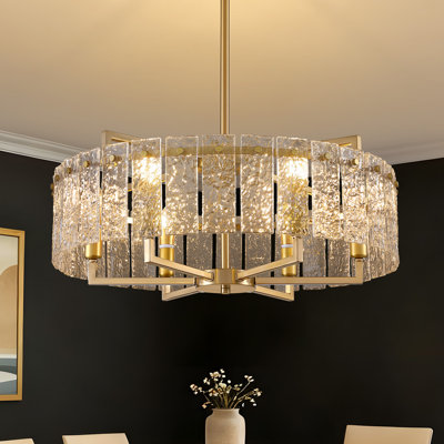 Friedhardt 6-Light Dimmable Drum Chandelier with Textured Glass