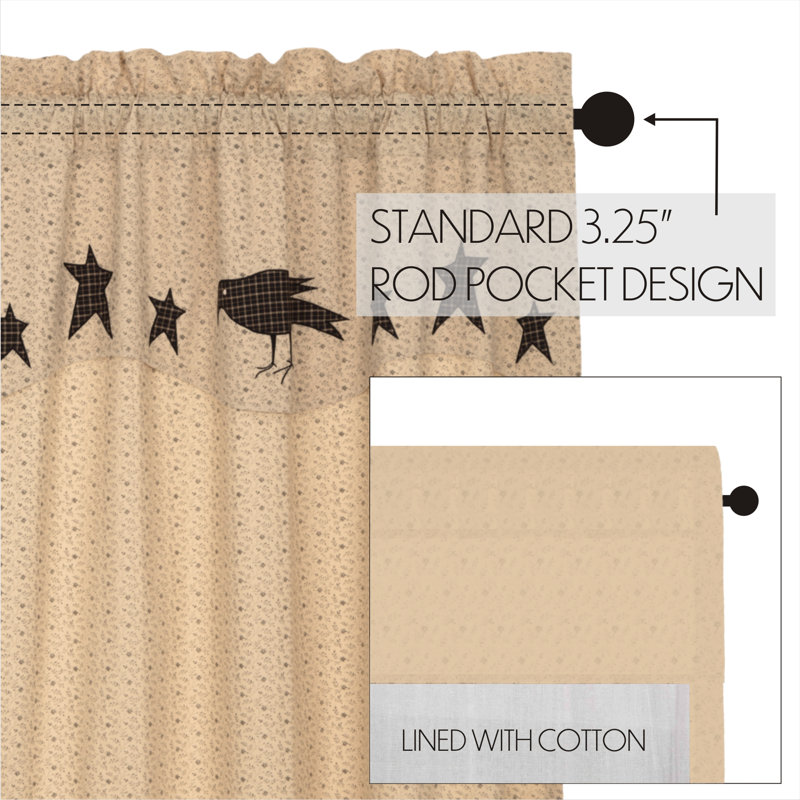 Kettle Grove 84" Black and Creme Cotton Sheer Rod Pocket Curtain Panels