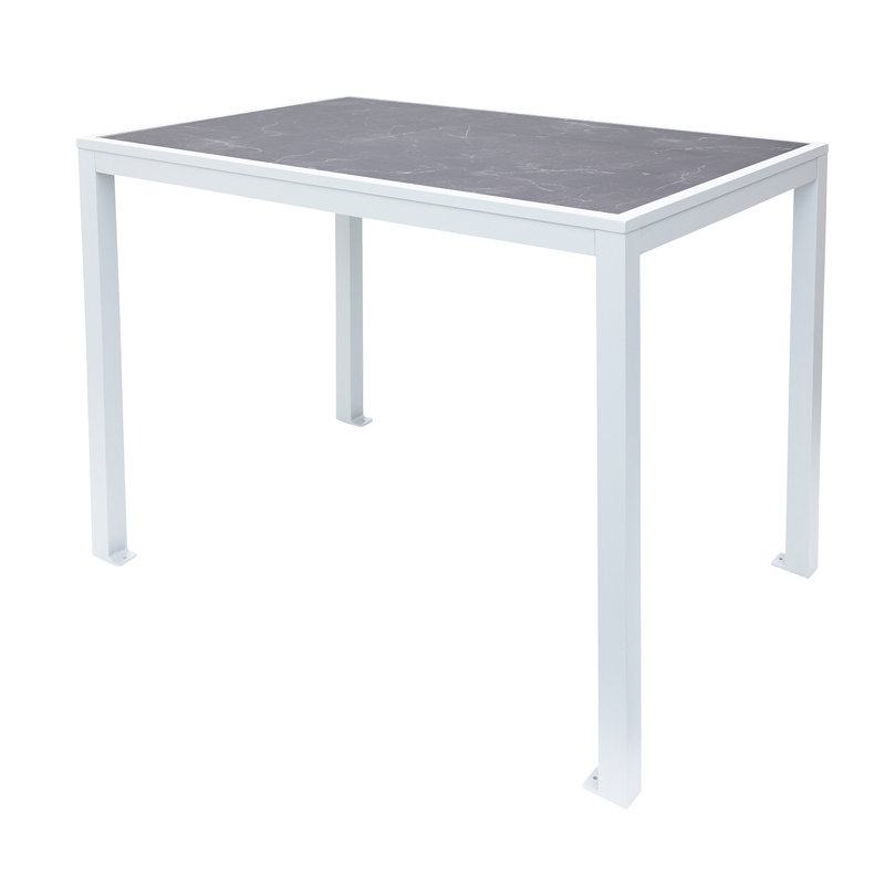 Pietro Gray Top White Frame Bolt-Down Bar Height Table