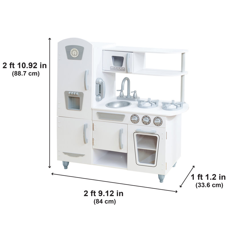 White Vintage Wooden Play Kitchen with Phone and Ice Maker