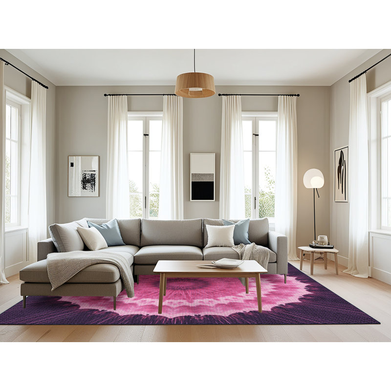 Noir/Tapis décoratif rose, Rectangle 8 pi x 12 pi