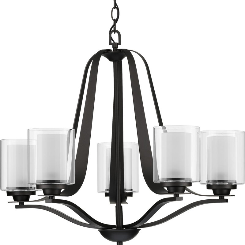 Lustre classique à 5 lumières avec abat-jour Annon, Noir