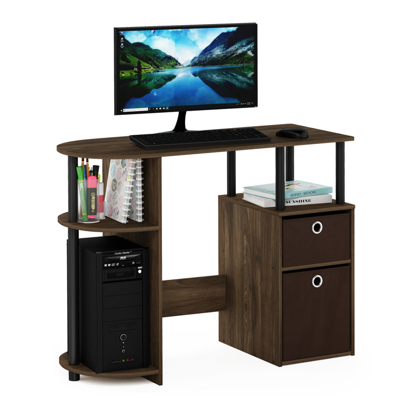 Lansing Computer Desk, Columbia Walnut/Black/Dark Brown