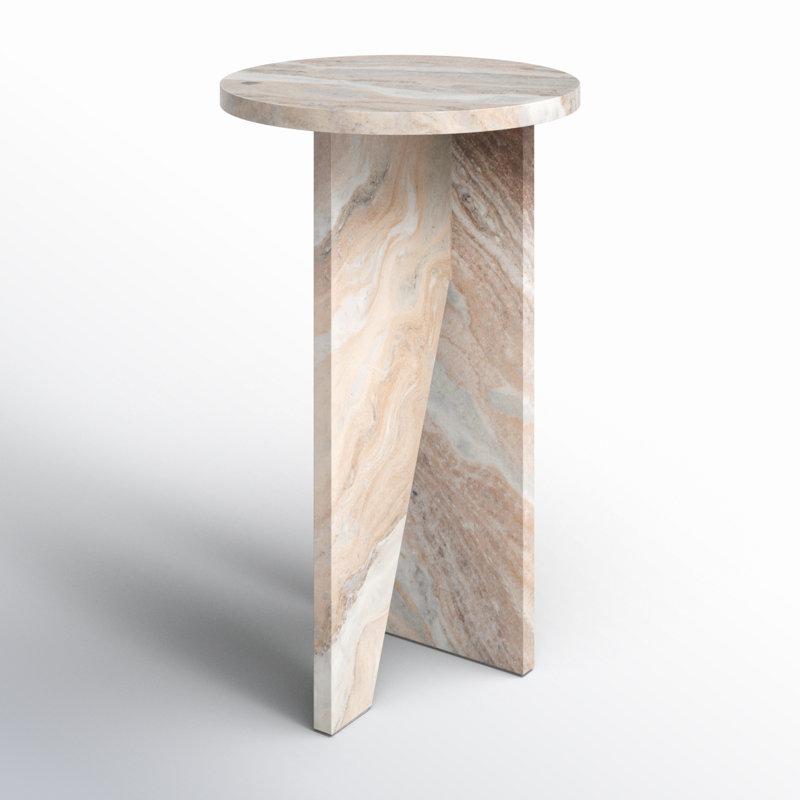 Devlin Marble Drink Table, Beige