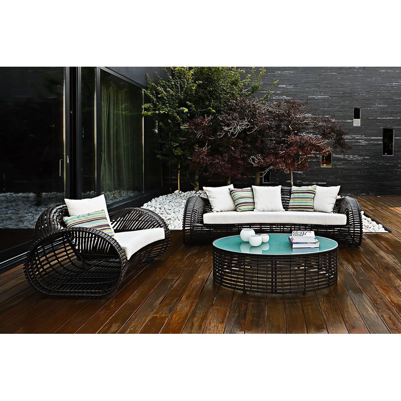 Lolah Outdoor Coffee Table, 13.75" H x 47.25" W x 21.5" D, Brown