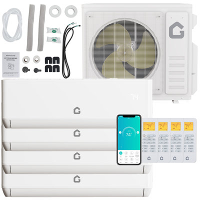 24 SEER2 35K BTU 4 Zone Mini Split AC/Heating System, 4 * 12K BTU 4 Zone Mini Split Air Conditioner, Wifi Enabled 208-230V Ductless AC Cool Up to 3000 Sq. Ft