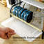 2-Tier Carbon Steel Dish Rack With Removable Drainer Trays - Modern Kitchen Counter Organizer