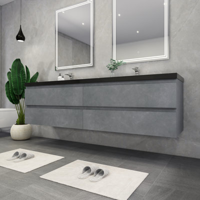 Ensemble de meuble-lavabo double mural 84 po Kirker