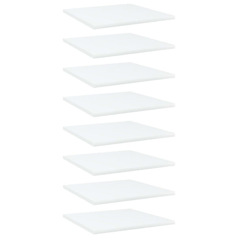 Bookshelf Boards 8 pcs Engineered Wood, White, (8 Shelves) 0.6" H x 15.5" W x 15.5" D