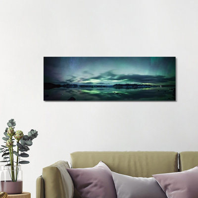 Aurora Borealis Panorama, Iceland by Matteo Colombo - Wrapped Canvas Panoramic Print