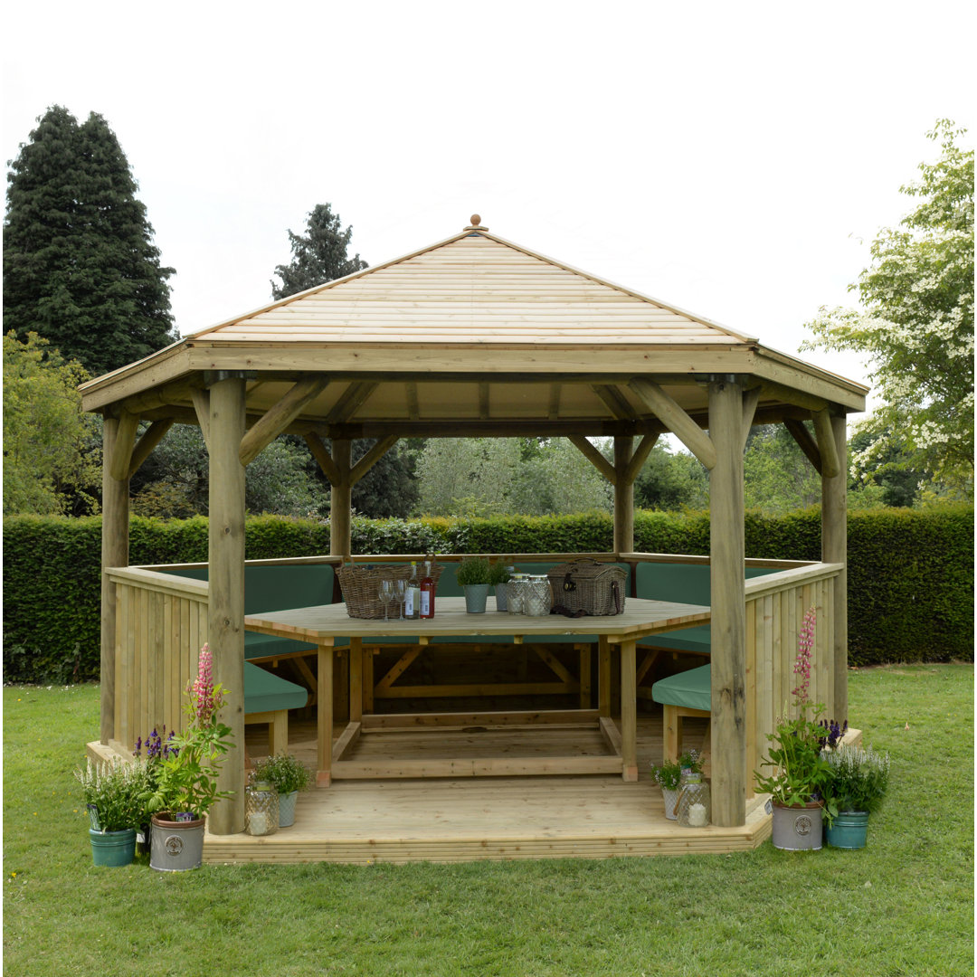 Furnished 4.9m x 4.3m Wooden Gazebo with Timber Roof with Installation Service